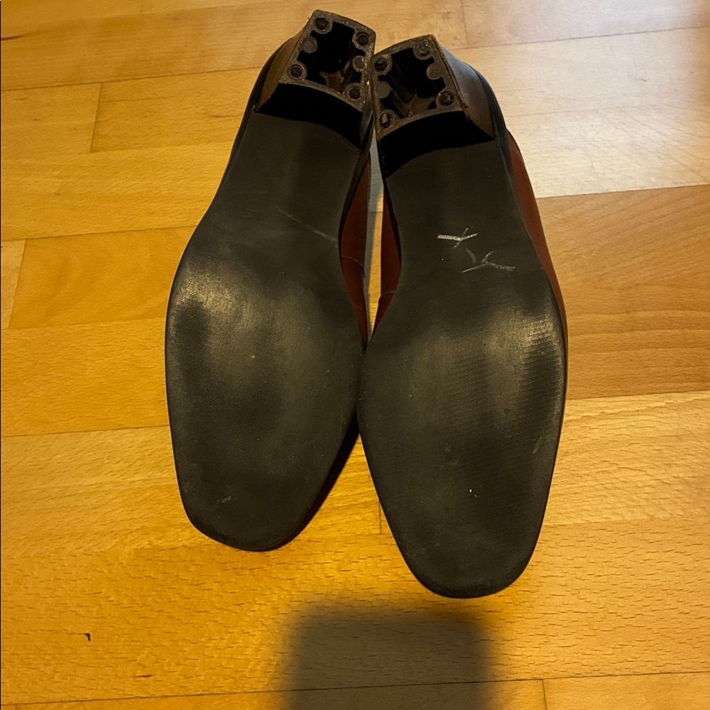 Nine West Chestnut Brown Leather Slip-On Mule Heels - Picture 3 of 6